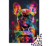 Bulldog Francés Colorido Estilo Artístico Puzzle para Adultos Puzzle de 1000 Piezas Relajación Decoración Hogar 52x38cm/1000pcs