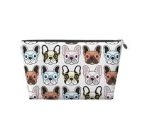 Bulldog Francés con Gafas, Bolsa de artículos de tocador Bolsa de Maquillaje Bolsa de cosméticos Bolsa de artículos de tocador de Viaje portátil