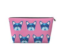 Bulldog Francés con Gafas, Bolsa de artículos de tocador Bolsa de Maquillaje Bolsa de cosméticos Bolsa de artículos de tocador de Viaje portátil