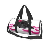 Bulldog Francés con Rosa, Bolsa de Viaje de Gran Capacidad, Bolso Redondo, Bolsa de Viaje Deportiva, Bolsa de Mano, Bolsa de Fitness