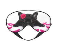 Bulldog Francés Con Rosa, Cubreojos completos Antifaz bloqueador de luz Antifaz para dormir Antifaz suave con los ojos vendados Noche