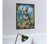 Bulldog Francés en el Arco de Piedra Puzzle 300 Piezas Aliviar Estrés 3D Animales y Plantas Rompecabezas Familiar para Hombres Y Mujeres Obra De Arte Decorativo Hogar 300 PCS
