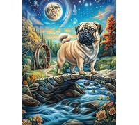 Bulldog francés en el Arroyo Rompecabezas 1000 Piezas Cartón para Parejas Animal Salvaje Actividad Tiempo Libre Terapia Relajación Decoración Salón Regalo Sorpresa 1000 PCS