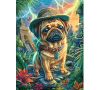 Bulldog francés en el jardín Rompecabezas 300 Piezas Cartón Grueso Para Parejas Cuentos de hadas fantásticos de animales salvajes Desarrollo Habilidades Pieza Decorativa Casa Pack Completo Regalo Cump