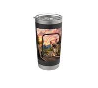 Bulldog Francés En Espejo Retrovisor Perro Amante Vaso térmico de acero inoxidable de doble pared