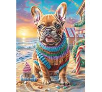 Bulldog Francés en Jersey Puzzles 500 Piezas Impossible 3D Ultra Difícil Mitos fantásticoss Rompecabezas para Adultos Desafío Intelectual Estera Portátil DIY Moderno Creativo 500 PCS