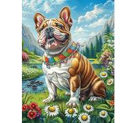 Bulldog francés en Las Flores Puzzle 500 Piezas Cartón Grueso para Coleccionistas Animal Salvaje Ocio Creativo En Casa Calmar La Mente Pieza Colección Más Vendido 500 PCS