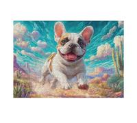 Bulldog Francés Entre Las Flores Rompecabezas 300 Piezas Cartón para Adultos Y Adolescentes para Coleccionistas Decoración Única Hogar Antiestrés Regalo Reyes Magos 300 PCS