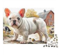 Bulldog francés Extra Thick Cardboard Bulldog Blanco Jigsaw Puzzle Adults Age 12 Up Stress Relief Travel Activity Ideal Gift for Teen Puzzle Fans 12 18 52x38cm/1000pcs