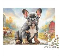 Bulldog francés Extra Thick Cardboard Cachorro Arte del Campo Jigsaw Puzzle Bundle Stress Relief for Family Puzzle Enthusiasts Age 12 Years Up 52x38cm/1000pcs