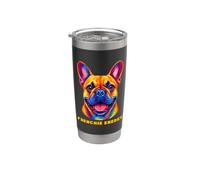 Bulldog Francés Frenchie Energía Colorido Retrato Diseño Vaso térmico de acero inoxidable de doble pared
