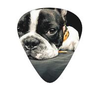 Bulldog francés impreso,12 púas de guitarra, 3 grosores diferentes para guitarra acústica, bajo y ukelele