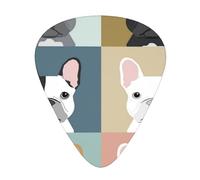 Bulldog francés impreso,12 púas de guitarra, 3 grosores diferentes para guitarra acústica, bajo y ukelele