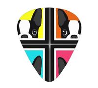 Bulldog francés impreso,12 púas de guitarra, 3 grosores diferentes para guitarra acústica, bajo y ukelele