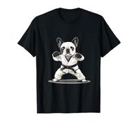 Bulldog Francés Karate White Gi Cinturón Negro Dojo Perro Frenchie Camiseta