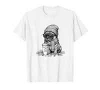 Bulldog francés Lindo otoño Calabaza Especias Latte Gorro Camiseta
