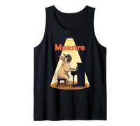 Bulldog Francés Maestro Tocando Piano Perro Músico Divertido Camiseta sin Mangas