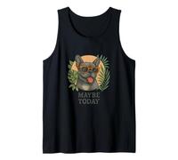 Bulldog Francés Maybe Today Impreso Estilo de Punto Cruzado Camiseta sin Mangas