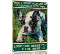 Bulldog Francés Mira A Tu Lado Letrero De Estaño Impresión Arte Signos Retro Estaño Vintage Cartel De Hojalata para Puerta Hombre Cueva Galería 20X30 Cm