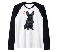 Bulldog Francés Negro, Frenchie Negro Camiseta Manga Raglan