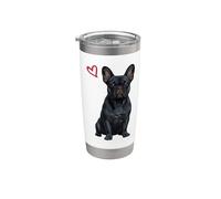 Bulldog Francés Negro, Frenchie Negro Vaso térmico de acero inoxidable de doble pared