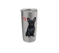 Bulldog Francés Negro, Frenchie Negro Vaso térmico de acero inoxidable de doble pared