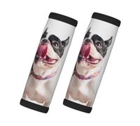 Bulldog francés, perro curioso y feliz, 2 piezas de fundas para asas de equipaje, cubiertas suaves y cómodas para asas de equipaje. Etiqueta para equipaje.