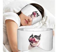 Bulldog francés, perro curioso y feliz, Antifaz para dormir, ideal para el hogar, viajes y trabajo por turnos. Cubre completamente los ojos y bloquea la luz.