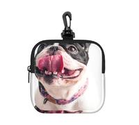 Bulldog francés, Perro Curioso y Feliz,Bolsa de Almacenamiento Cuadrada con Cremallera, Monedero de Neopreno, Carteras pequeñas, Monedero pequeño, Monedero