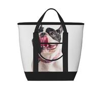 Bulldog francés, perro curioso y feliz,Bolsas de almuerzo de gran capacidad, bolsa de mano térmica para mujeres, hombres, trabajo, picnic, viajes.