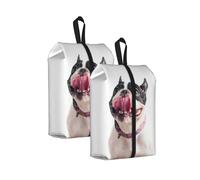 Bulldog francés, Perro Curioso y Feliz， Bolsas de Viaje para Zapatos (Paquete de 2), Bolsas Impermeables para Guardar Zapatos, Organizador de Zapatos para Viajes y hogar.