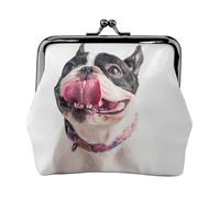 Bulldog francés, Perro Curioso y Feliz,Monedero de Piel sintética, Carteras pequeñas, Monedero con Cierre de Broche