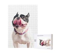 Bulldog francés, Perro Curioso y Feliz,Rompecabezas de Madera de 300 Piezas para Adultos y Adolescentes.