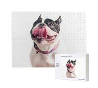 Bulldog francés, Perro Curioso y Feliz,Rompecabezas de Madera de 500 Piezas, Juego Familiar, Rompecabezas para Adultos, Adolescentes, decoración del hogar