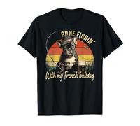 Bulldog Francés Perro Retro Vintage Día del Padre Divertido Pescador Camiseta