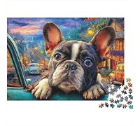 Bulldog francés Puzzle 1000 Piezas para Adultos Y Niños Perro Lindo Impossible Rompecabezas Juego Familiar Pintura, Entretenimiento Creativo 52x38cm/1000pcs