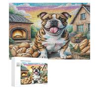 Bulldog francés Puzzle 300 Piezas Decoración del Hogar Linda Mascota Animals Obra De Arte 3D Rompecabezas Familiar para Familia Aliviar Estrés DIY Creativo Juguete Educativo 300 PCS