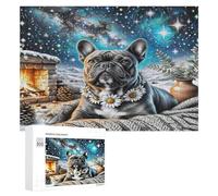Bulldog francés Puzzle 300 Piezas Redondo Circular Linda Mascota Animals Rompecabezas 3D para Hombres Y Mujeres A 14 Años Decoración Hogar DIY Creativo Aliviar Estrés 300 PCS