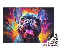 Bulldog Francés Puzzle de 1000 Piezas Papel para Adultos Estilo Artístico Colorido Relajación Decoración Hogar Interacción Familiar Regalo 52x38cm/1000pcs