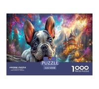 Bulldog francés Puzzle Imposible,desafío para Adultos Bosque Mágico Entretenimiento Creativo 1000 Piezas Obra De Arte De Juego De para Adultos, Regalos A Partir De 14 Años 52x38cm/1000pcs