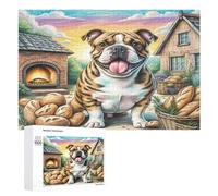 Bulldog francés Puzzles 1000 Piezas Desafío Familiar Linda Mascota Animals Impossible Rompecabezas 3D para Adultos Y Niños A 12 Años Juguete Educativo DIY Creativo 1000 PCS