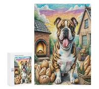 Bulldog francés Puzzles 300 Piezas 3D Creativo Linda Mascota Animals Obra De Arte Rompecabezas Familiar para Niños Y Adultos A 12 Años Desafío Intelectual Decoración Hogar 300 PCS