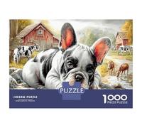 Bulldog francés Puzzles Imposible,desafío for Adults Interesante Entretenimiento Creativo 1000 Piezas Obra De Arte De Juego De para Adultos Y Niños Mayores De 12 Años 70x50cm/1000pcs