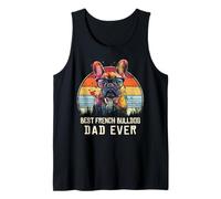 Bulldog Francés Retro Vintage 60s 70s Puesta del sol Amantes de los Perros Hombres Camiseta sin Mangas