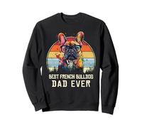 Bulldog Francés Retro Vintage 60s 70s Puesta del sol Amantes de los Perros Hombres Sudadera
