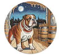 Bulldog francés Rompecabezas De Redondo 1000 Piezas Adultos para Niños Buen Amigo Socio Mascota Circular Puzzle Niños Portátil Tapete Juguete EduGatoivo para Decoración del Hogar (67.5x67.5cm)