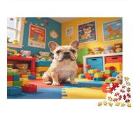 Bulldog Francés Sala de Juegos Puzzle de 1000 Piezas Puzzle para Adultos Papel Relajación Familiar Decoración Hogar Regalo 38x26cm/1000pcs