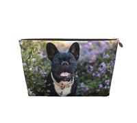 Bulldog Francés Se Encuentra En Diseño De Flores, Bolsa de artículos de tocador Bolsa de Maquillaje Bolsa de cosméticos Bolsa de artículos de tocador de Viaje portátil