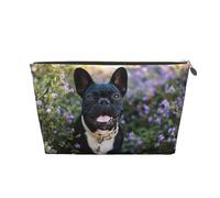 Bulldog Francés Se Encuentra En Diseño De Flores, Bolsa de Maquillaje Bolsa de cosméticos Bolsa de artículos de tocador de Viaje portátil Bolsa de artículos de tocador