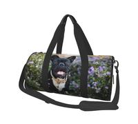 Bulldog Francés Se Encuentra En Diseño De Flores, Bolsa de Viaje de Gran Capacidad, Bolso Redondo, Bolsa de Viaje Deportiva, Bolsa de Mano, Bolsa de Fitness